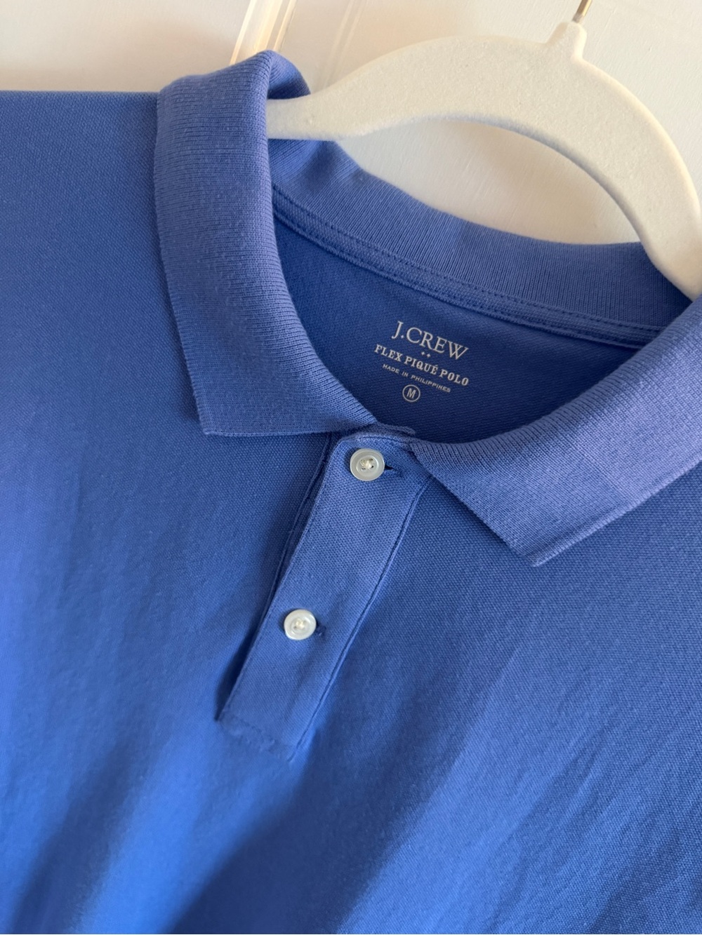 Crew Men’s Flex Piqué Polo Shirt Blue Stretch Cotton Blend Size M